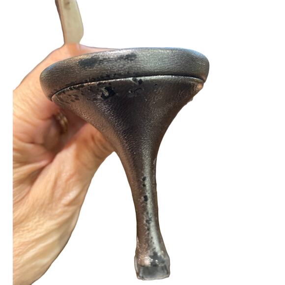 Manolo Blahnik Pewter Leather Carolyne 50 Pointed Toe Slingback Pumps Sz 41.5 - Picture 7 of 12